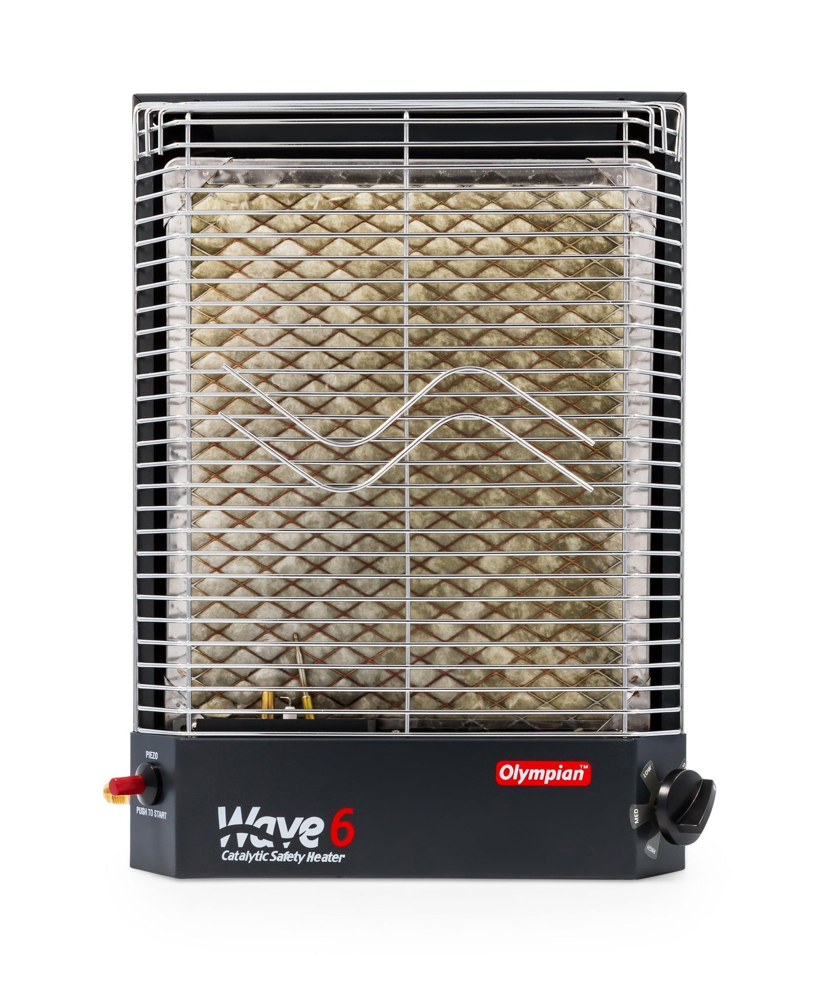 Camco Olympian RV Wave-6 LP Gas Catalytic Safety Heater, Adjustable 3200 to 6000 BTU, Warms 230 Square Feet of Space, Portable and Wall Mountable