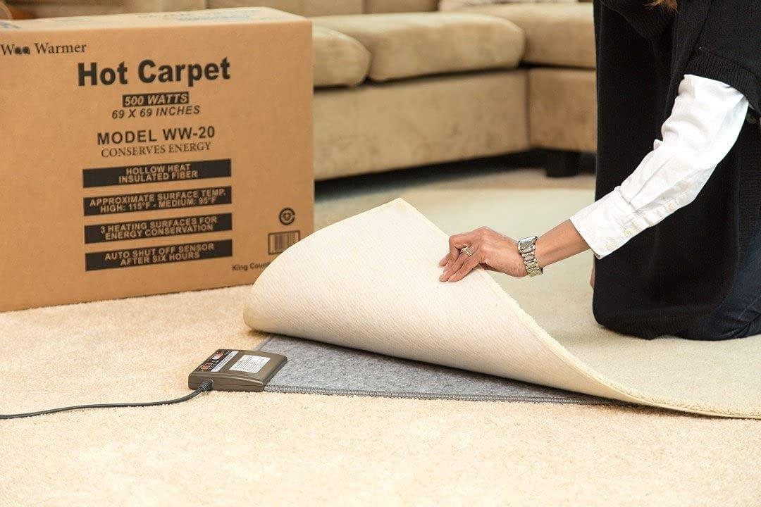Hot Carpet Woo Warmer Under Rug Radiant Floor Heater Electric Mat Electric Carpet Electric Heated Area Rug Great for Yoga (500 watt 70" x 70 inches)