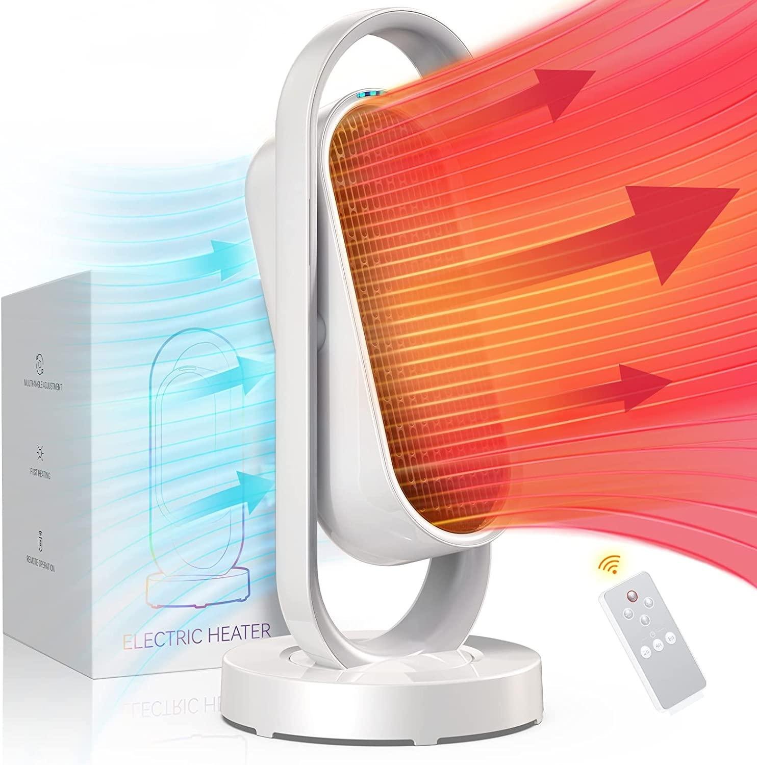 Space Heaters for Indoor Use, 1500W Portable Heater, PTC Graphene Fast Heating Ceramic Heater Thermostat Energy Efficient Outdoor Heaters for Patio with Remote Control 8H Timer for Large Room