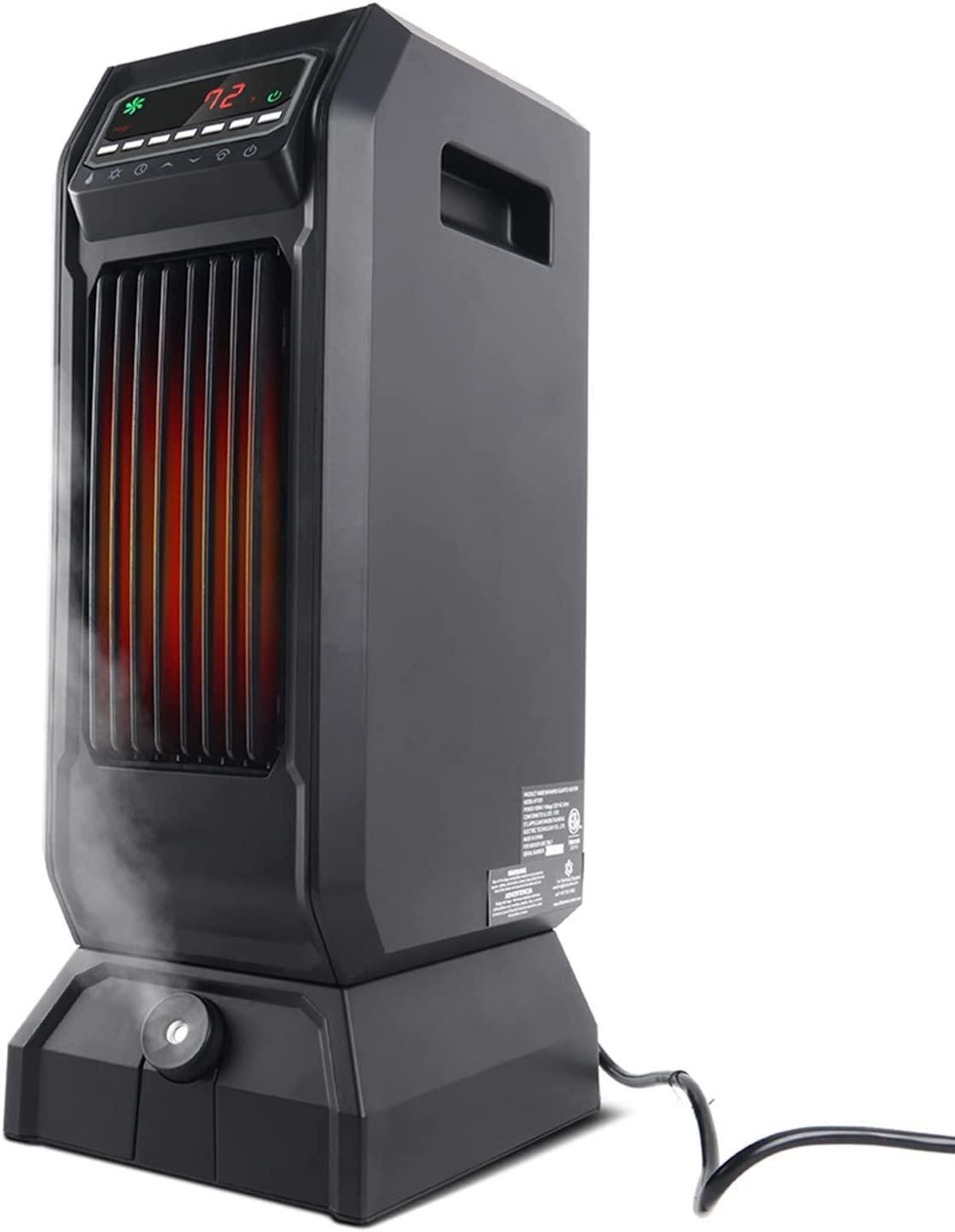 Lifesmart Ht1201 120 Volt Electric Infrared Quartz Heater and Humidifier Combination with Remote Control and 750 Watt, 1500 Watt, and Eco Mode, Black