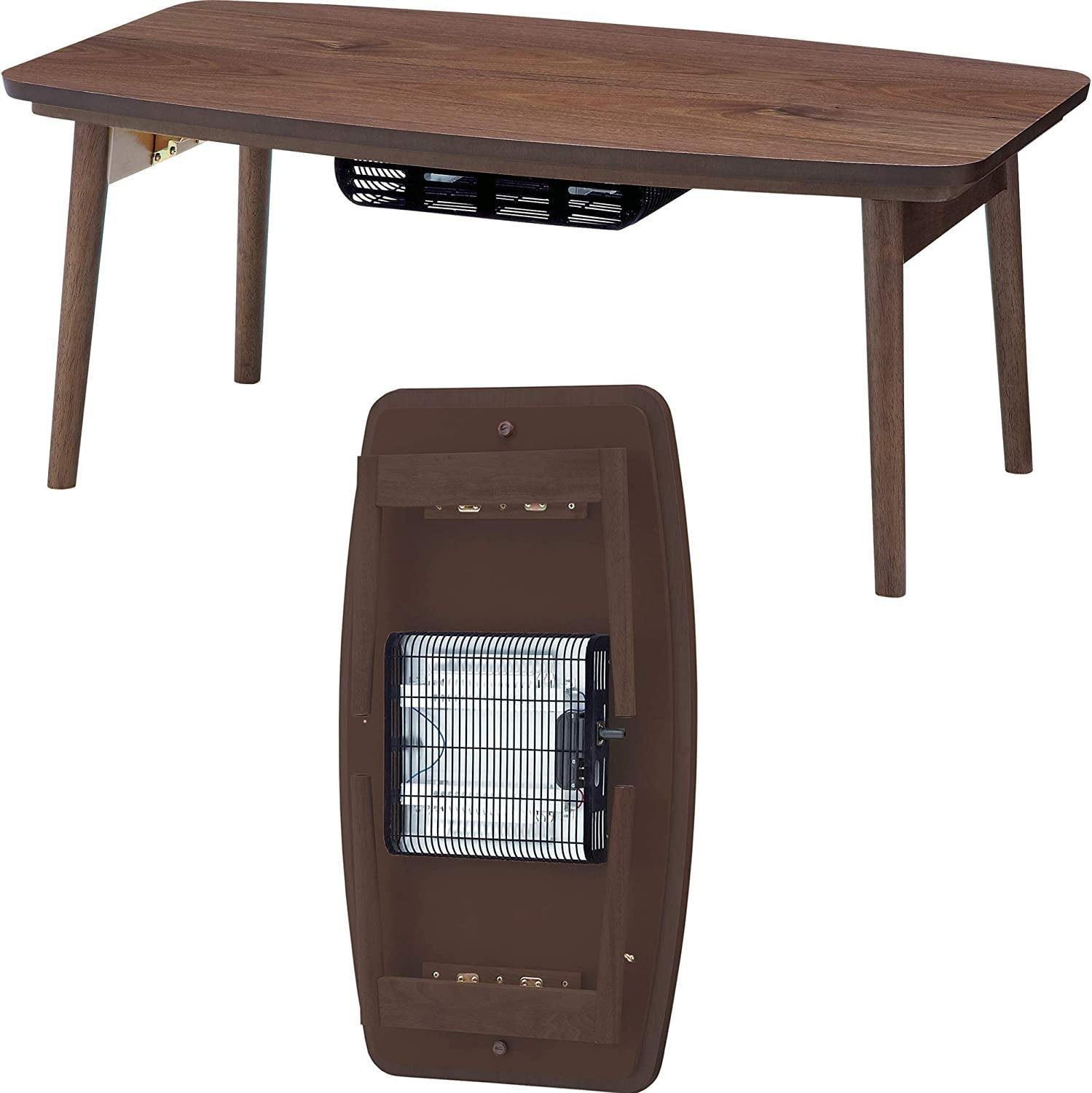 Folding Legs Kotatsu Heater Table Display Size W36xD20xH14.5 Inches Natural Wooden Material Walnut Brown Color Electric AC110/120-Voltage 400-Watt for USA and Canada Home Living Protoya OEM ELFI120WAL