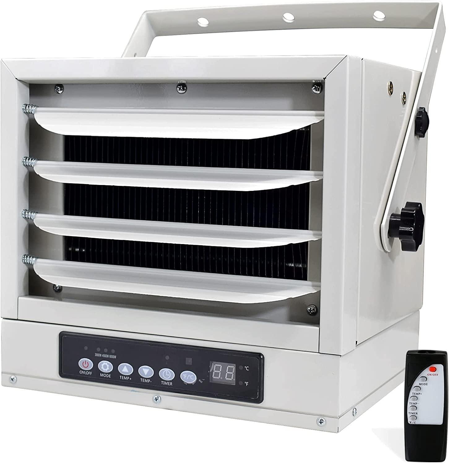 AKUSAKO Garage Heater with Remote - Digital Fan-forced Ceiling Mount Heater with Electric Control, 12H Timer,240V, Thermostat, Workshop Heaters for Warehouse, Greenhouse, Large Area Wall Heater