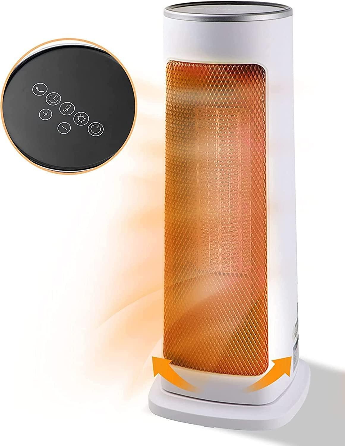 oLUes PTC Ceramic Heating, Remote Control and Touch LED, Ceramic Fan Heater 2000W, 60° Oscillation, 12 timers, 3 Modes, Electric Heating with